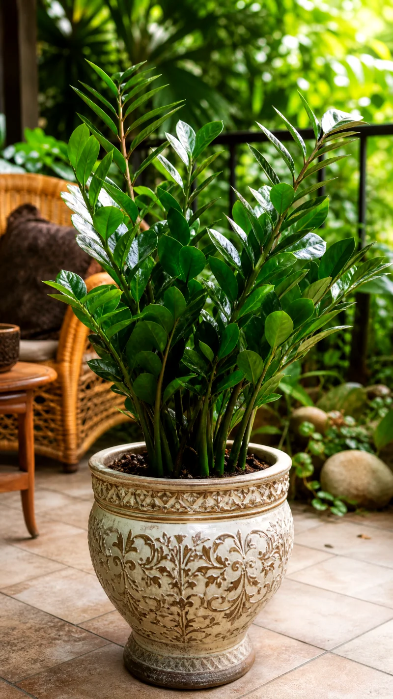 zz plant growing outdoor