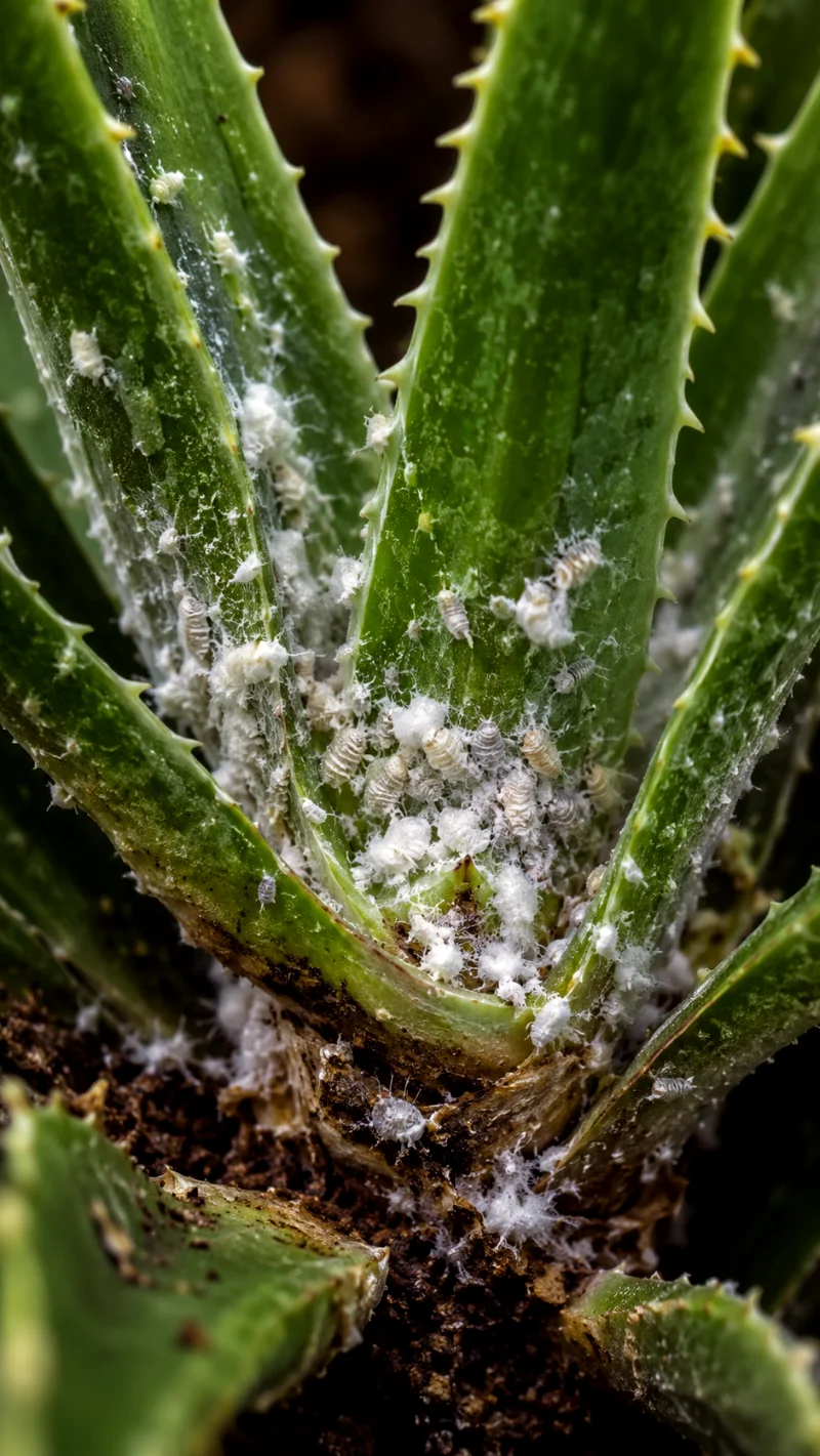 aloe vera infested with mealybugs