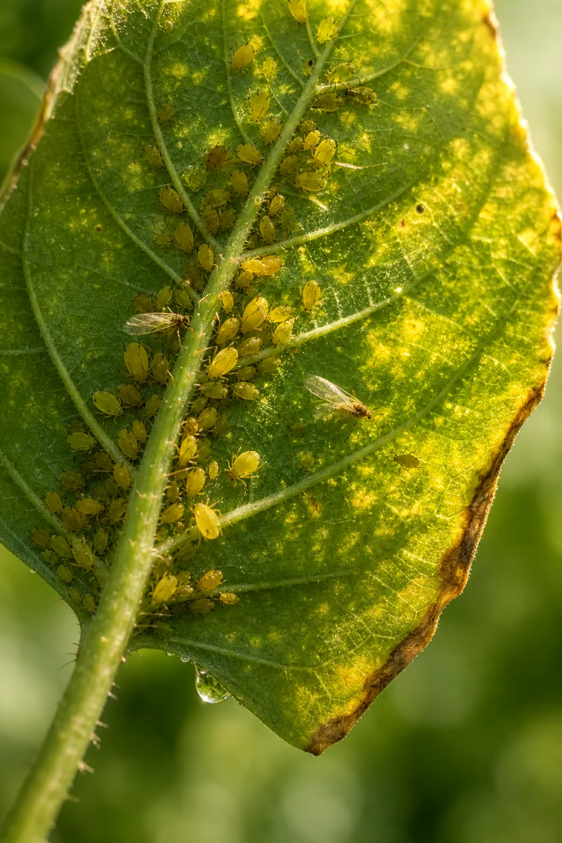 yellow-aphids-leaf-underside-closeup