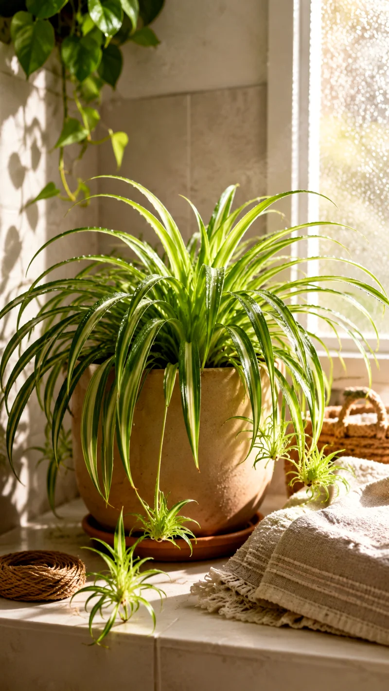 healthy-spider-plant-humid-bathroom-styled