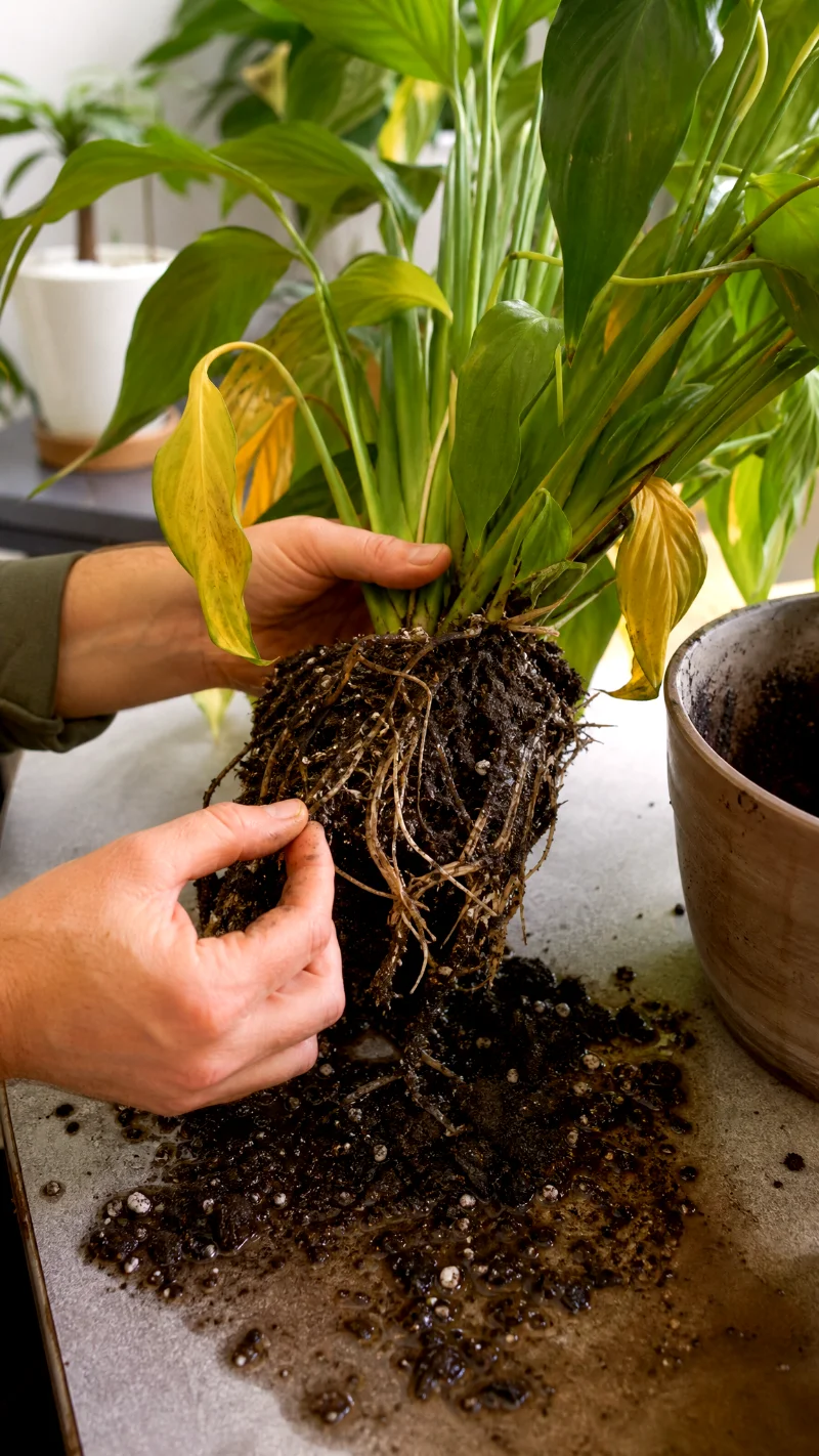 peace lily root rot