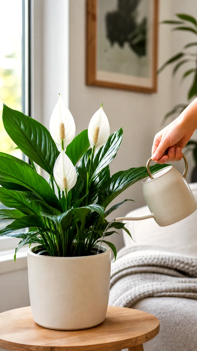 peace lily watering