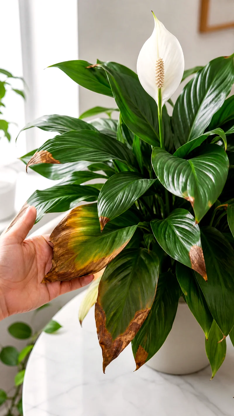 peace lily brown leaves
