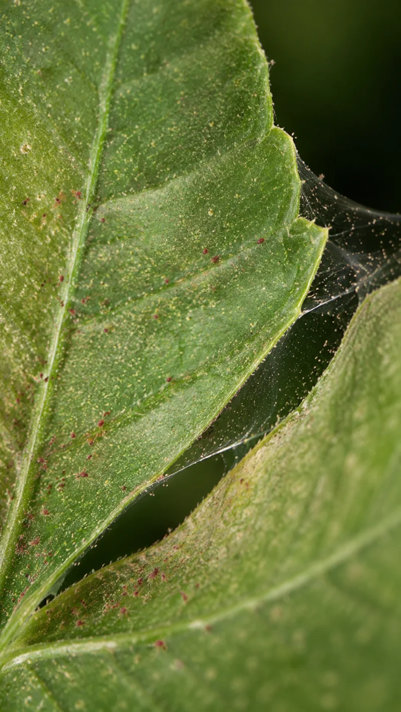 spider mites webbing green leaf