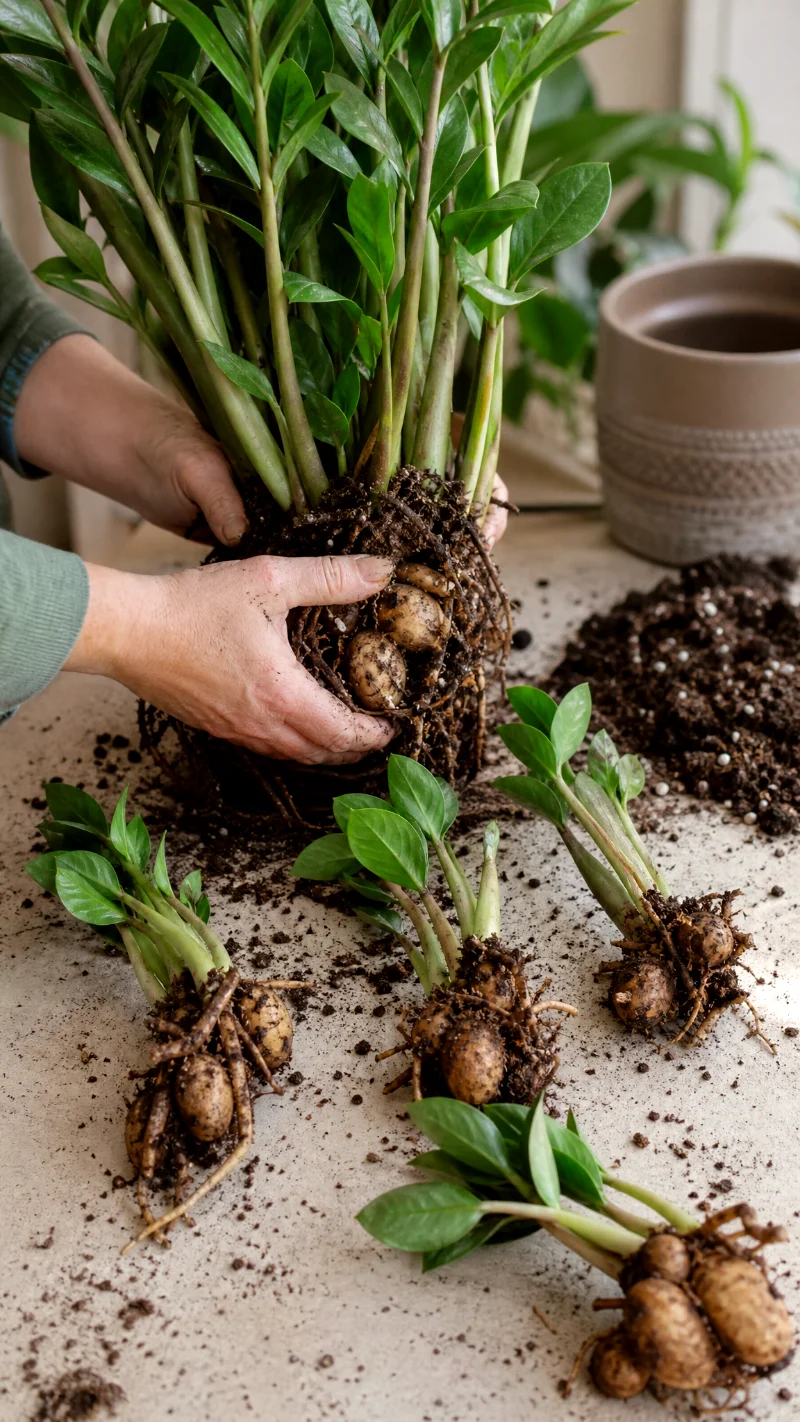 zz plant rhizome division