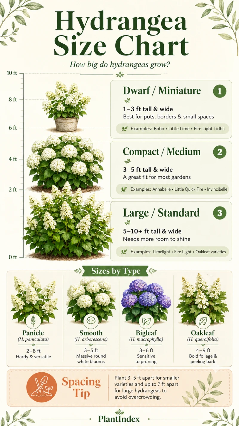 Hydrangea Size Chart