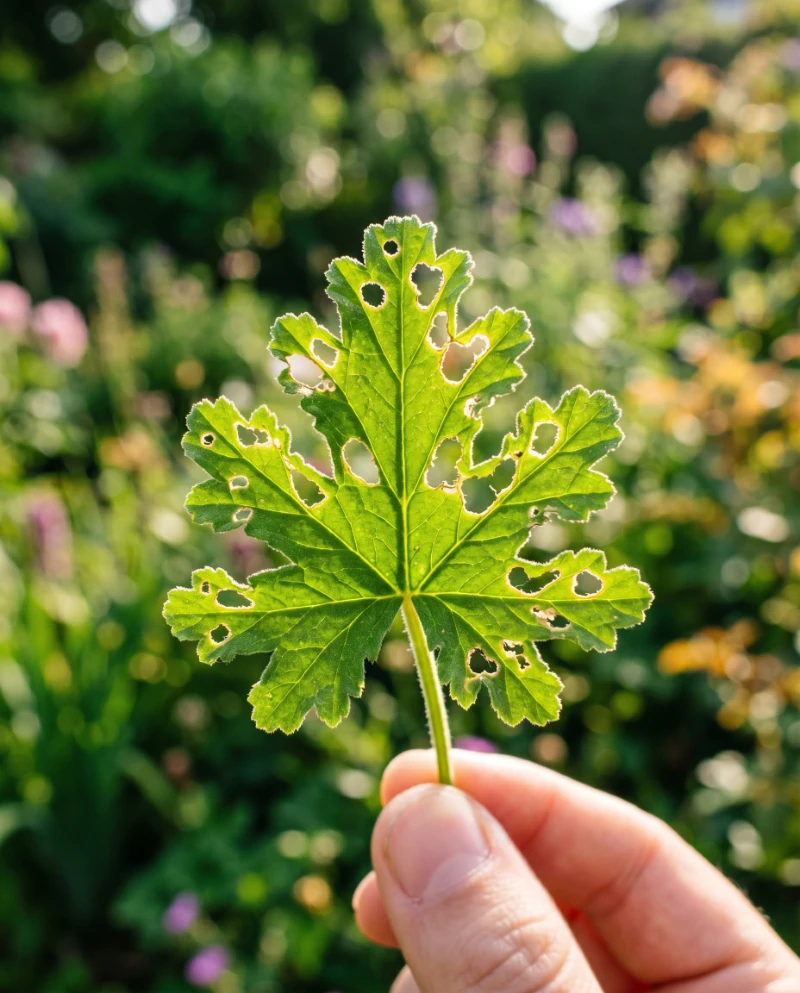 Holes in Leaves of Geranium