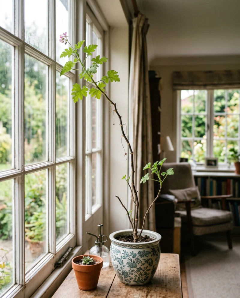 Leggy Geranium Plants