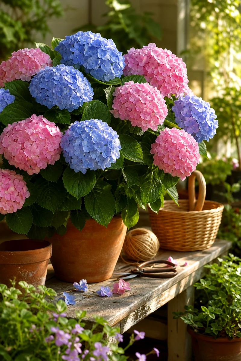 healthy-blooming-hydrangea-garden-styled