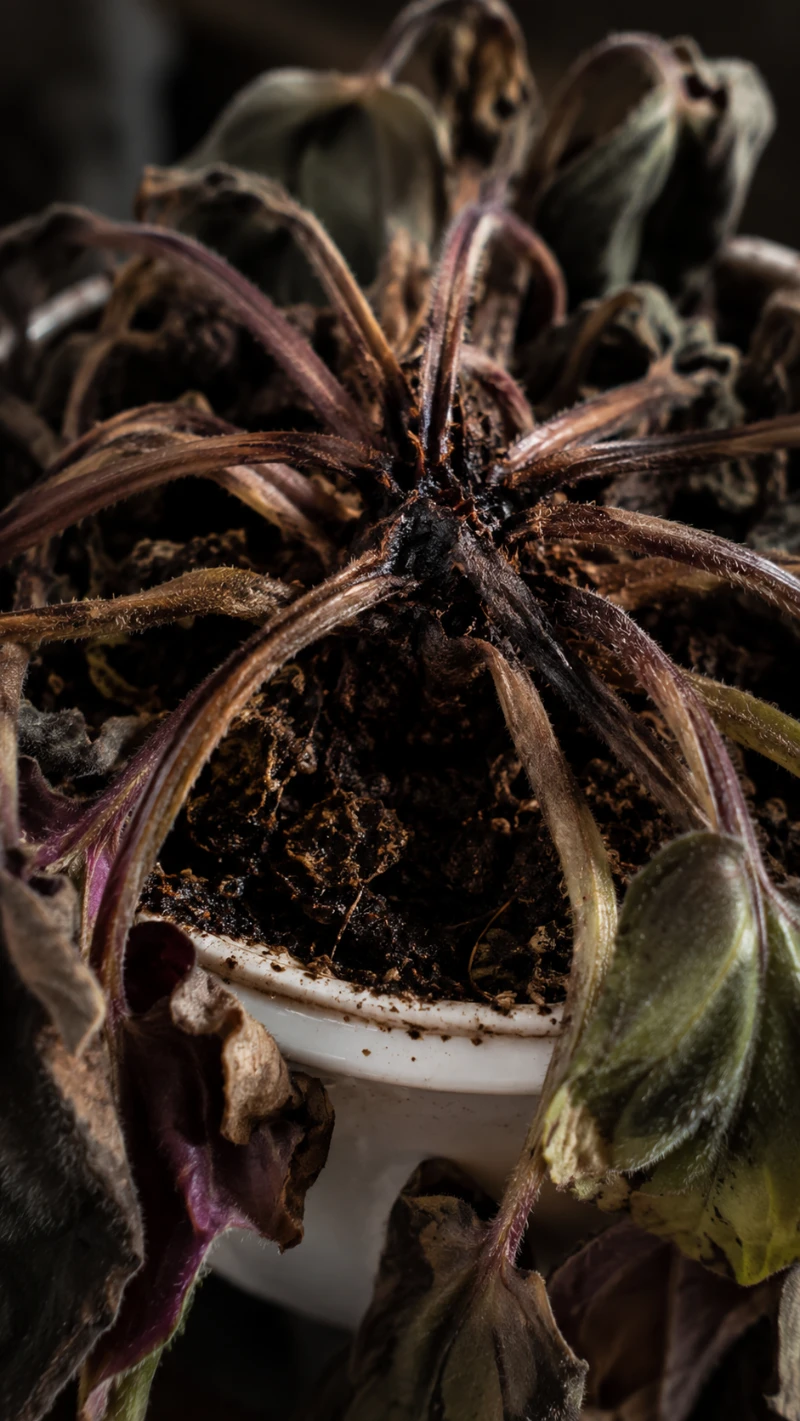 African Violet Crown & Root Rot (Phytophthora, Pythium, Rhizoctonia)
