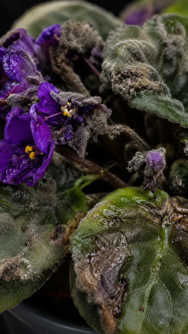 African violet Botrytis Blight (Gray Mold - Botrytis cinerea)