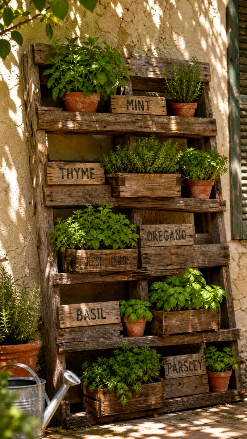 rustic-wooden-pallet-vertical-herb-garden