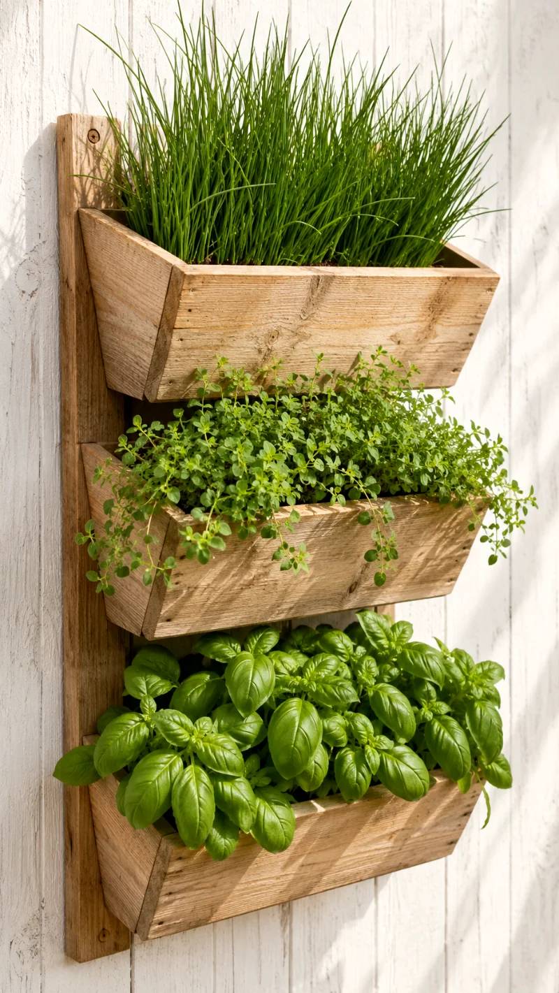 three-tier-slanted-wood-wedge-wall-planter