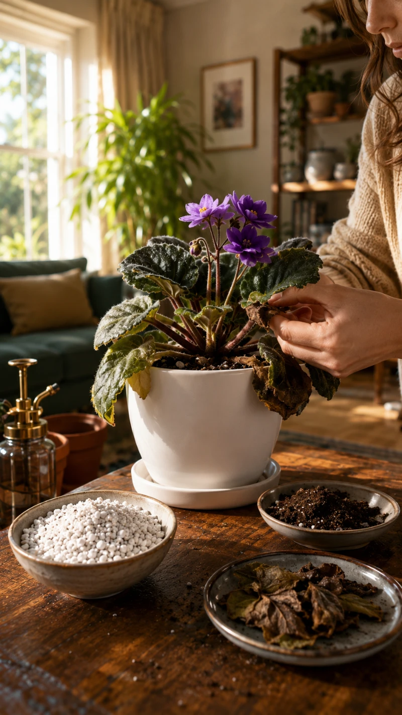 African Violet Maintenance Repotting