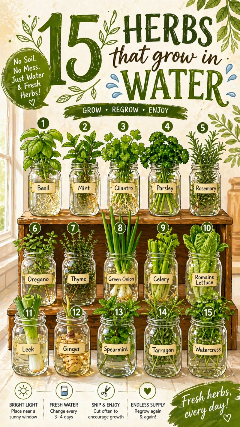 15 Herbs You Can Grow in Water