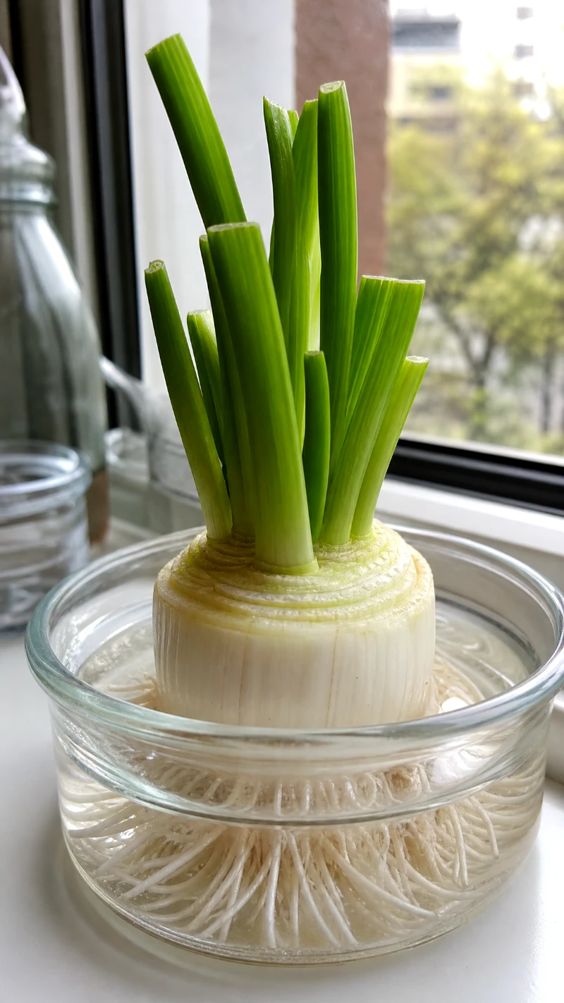 regrowing-leeks-in-water-from-scraps