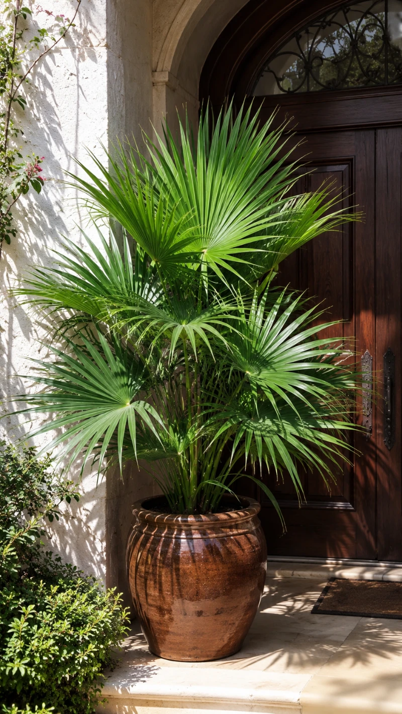 Chinese Fan Palm on Porch