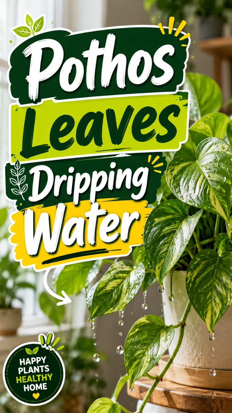 Pothos Leaves Dripping Water