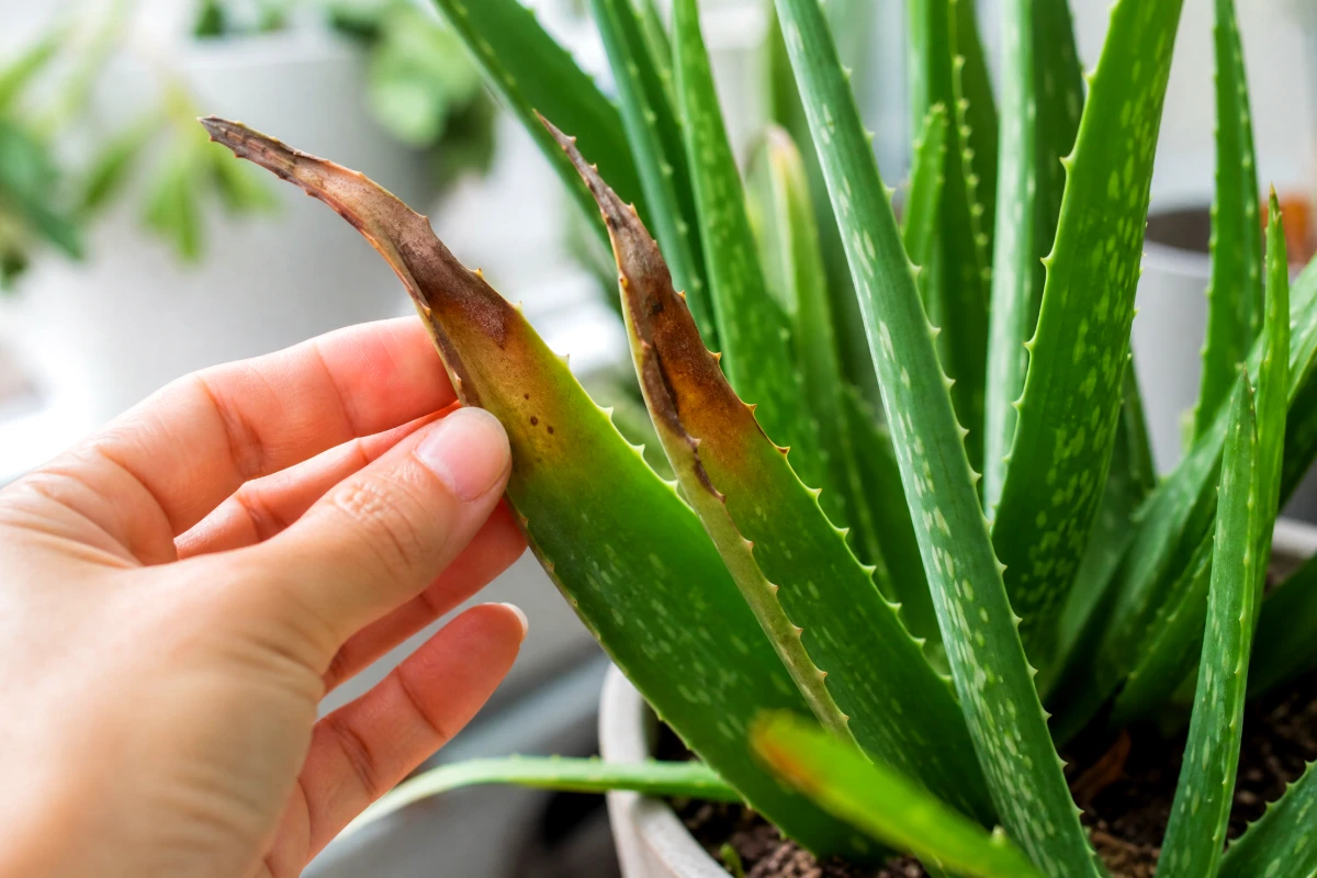 aloe vera plant turning brown