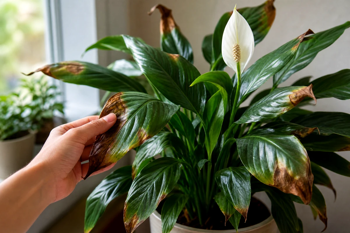 peace lily leaves turning brown
