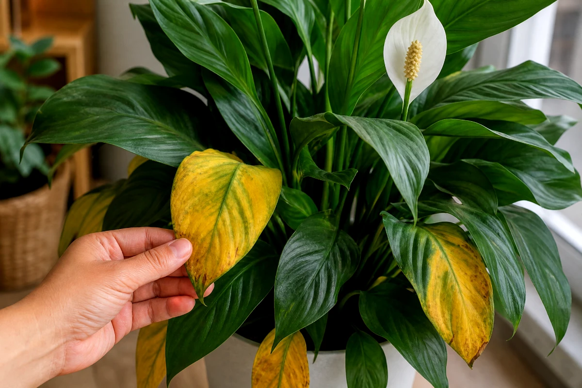 peace lily leaves turning yellow