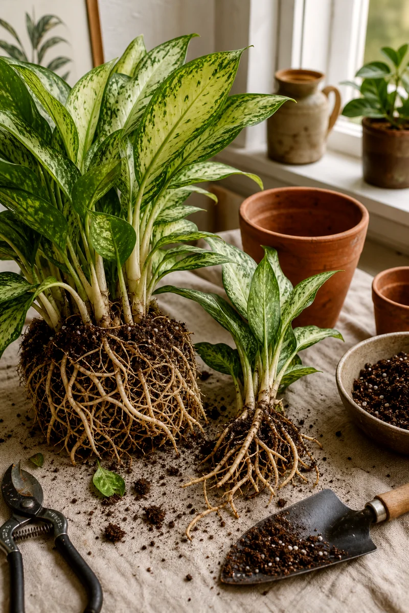 dividing-mature-chinese-evergreen-offsets