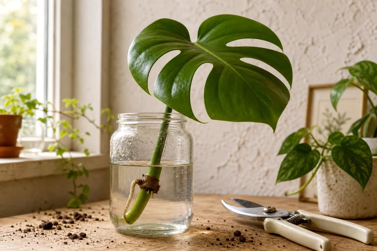 monstera-stem-cutting-rooting-in-water