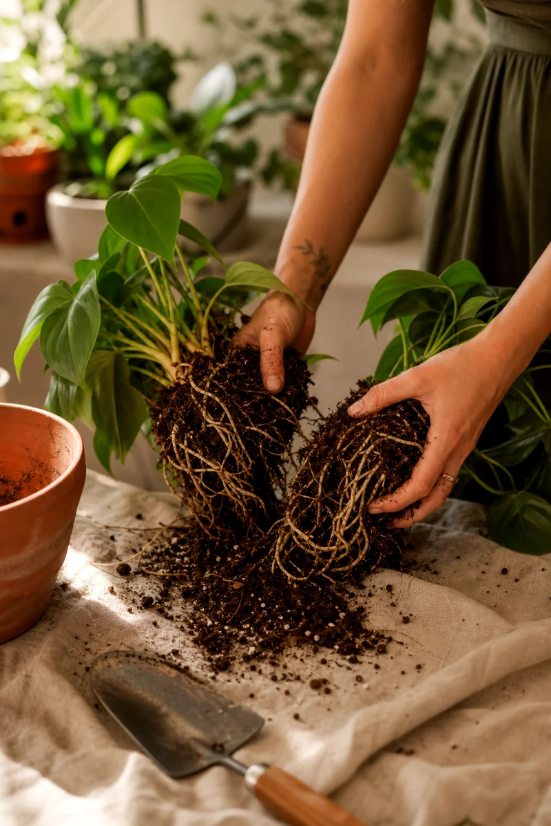 philodendron-division-root-ball-propagation