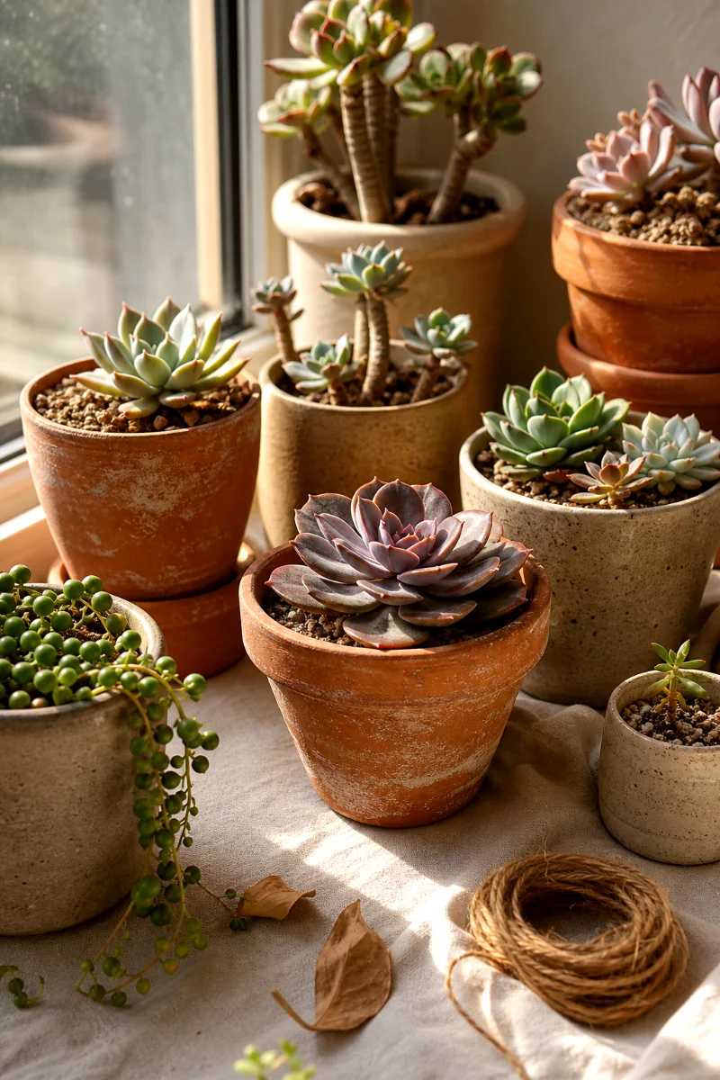 potted-succulent-collection-sunny-windowsill