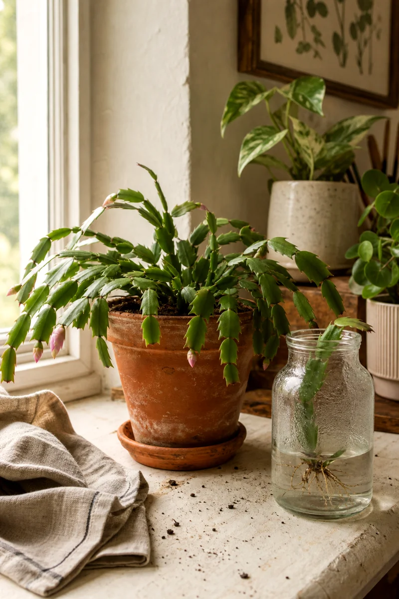 propagated-christmas-cactus-on-windowsill