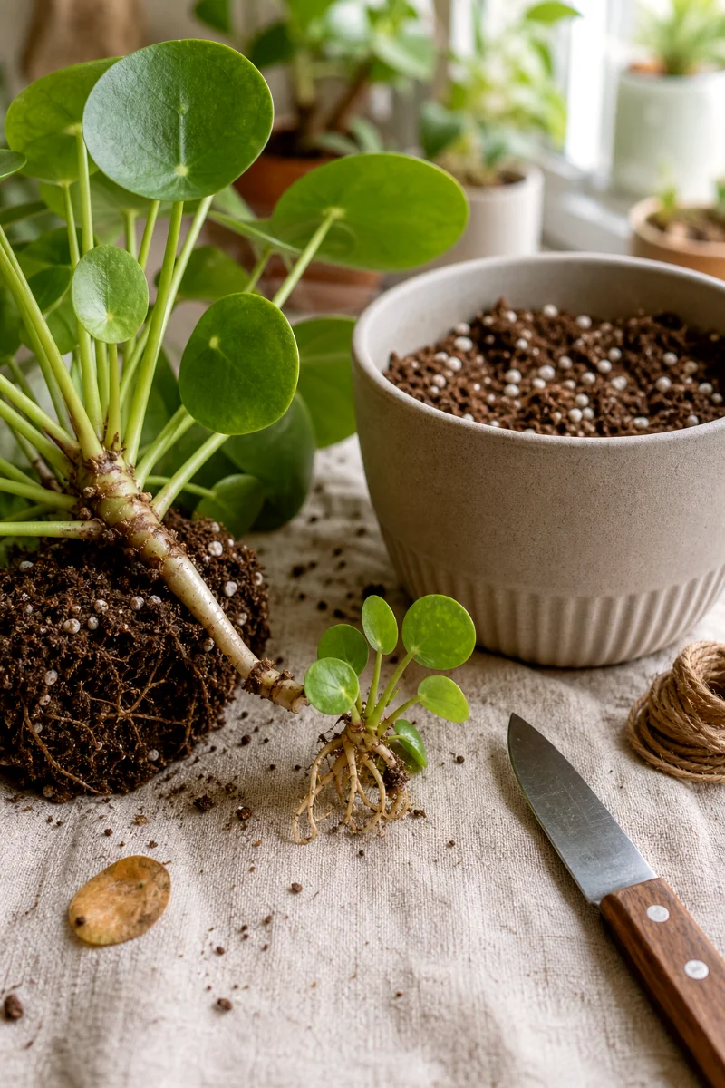 separating-chinese-money-plant-pup
