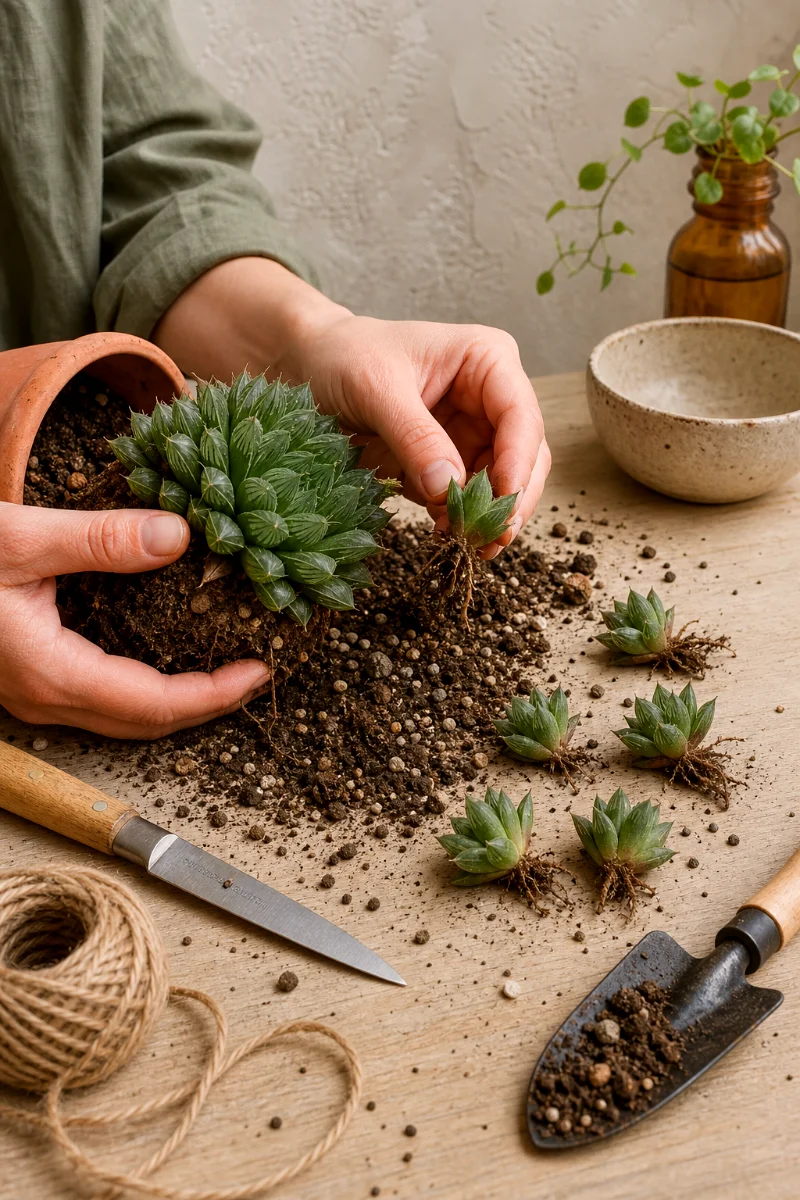 separating-haworthia-offsets-propagation-process