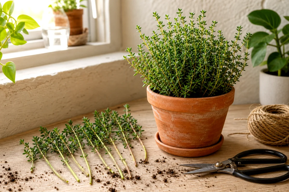 thyme-stem-cuttings-terracotta-pot