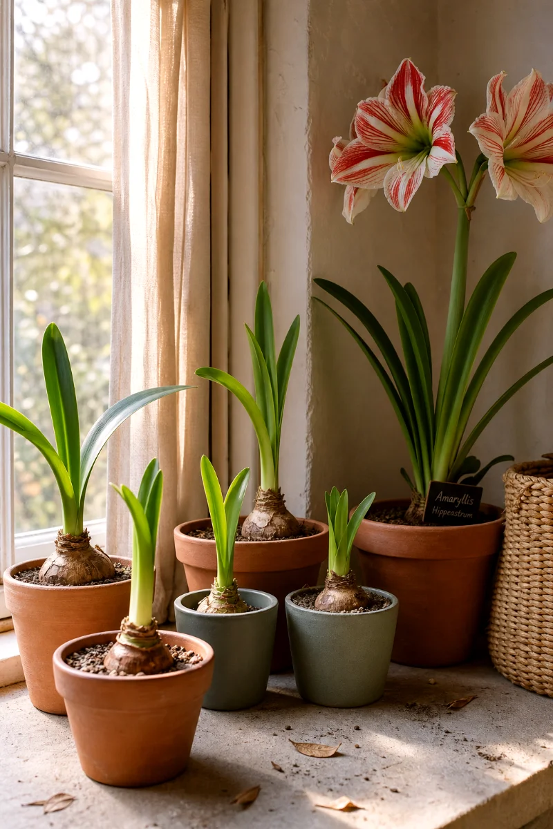 young-propagated-amaryllis-bulbs-windowsill